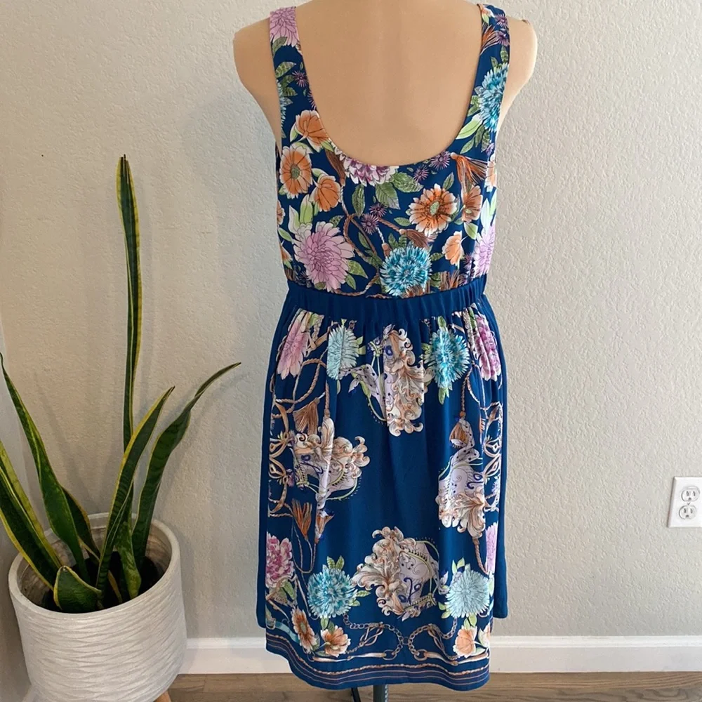 Anthropologie Moulinette Soeurs blue floral silk mini dress with pockets Medium - Picture 4 of 6